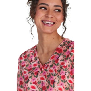 1122PRA koi Artist Series Limited Edition Rosalie Top - Flamingo and Flowers