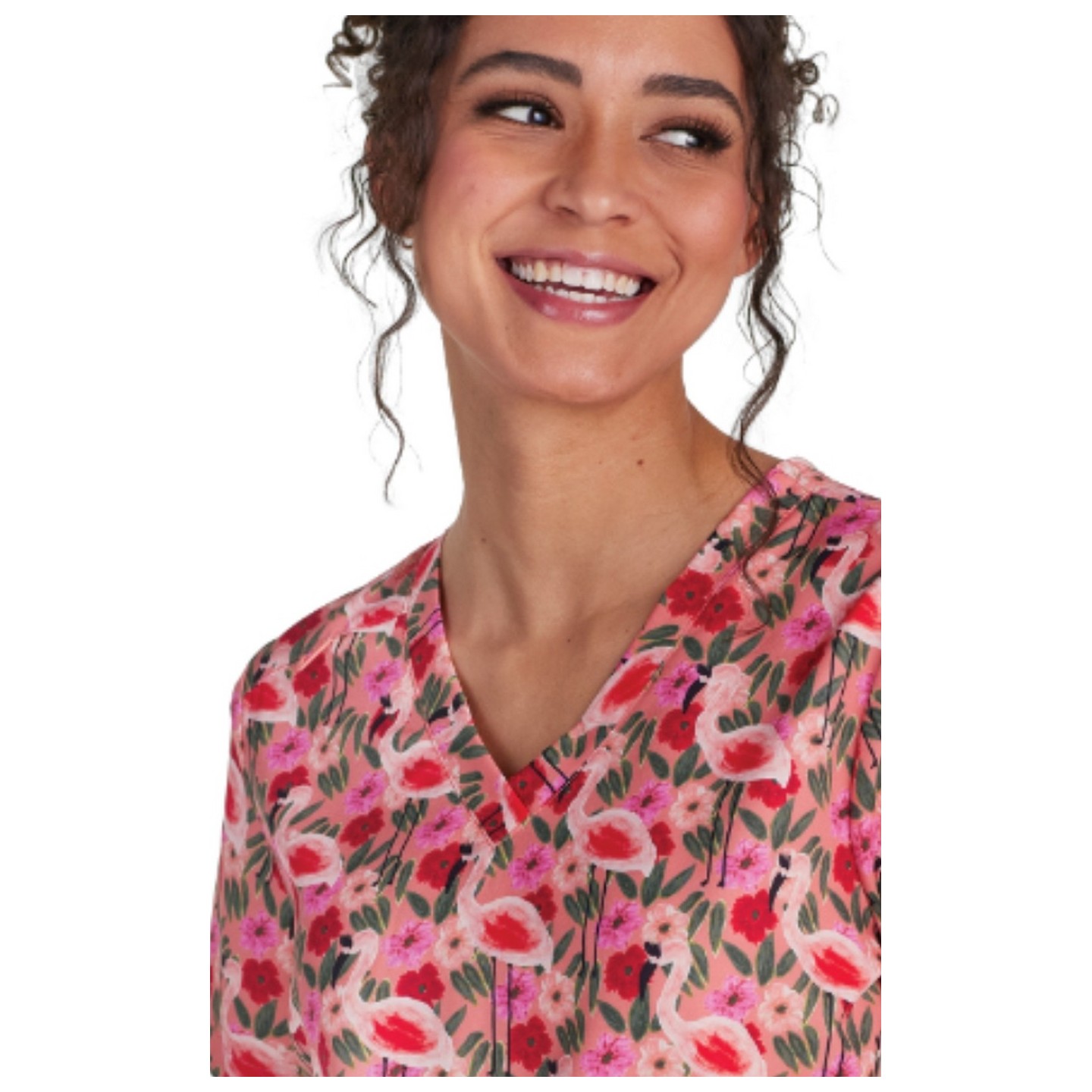 1122PRA koi Haut Rosalie Édition Limitée Imprimer - Flamingo and Flowers