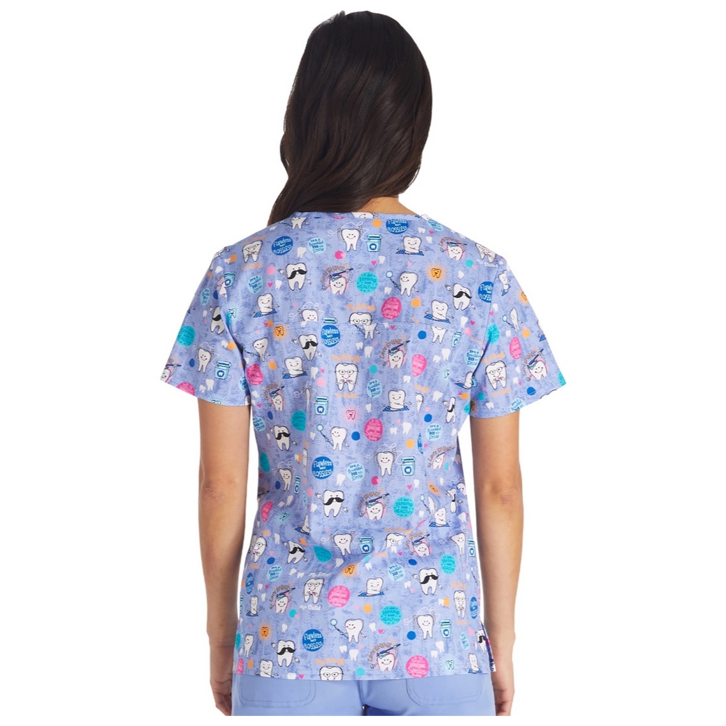 CK651 Modern Classic V-Neck Print top by Cherokee - Dental Affirmations