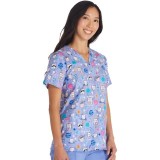 CK651 Modern Classic V-Neck Print top by Cherokee - Dental Affirmations