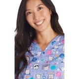 CK651 Modern Classic V-Neck Print top by Cherokee - Dental Affirmations