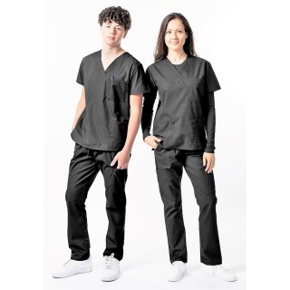 Unisex Classic Scrub Set Elastic Waist by Greentown - Black