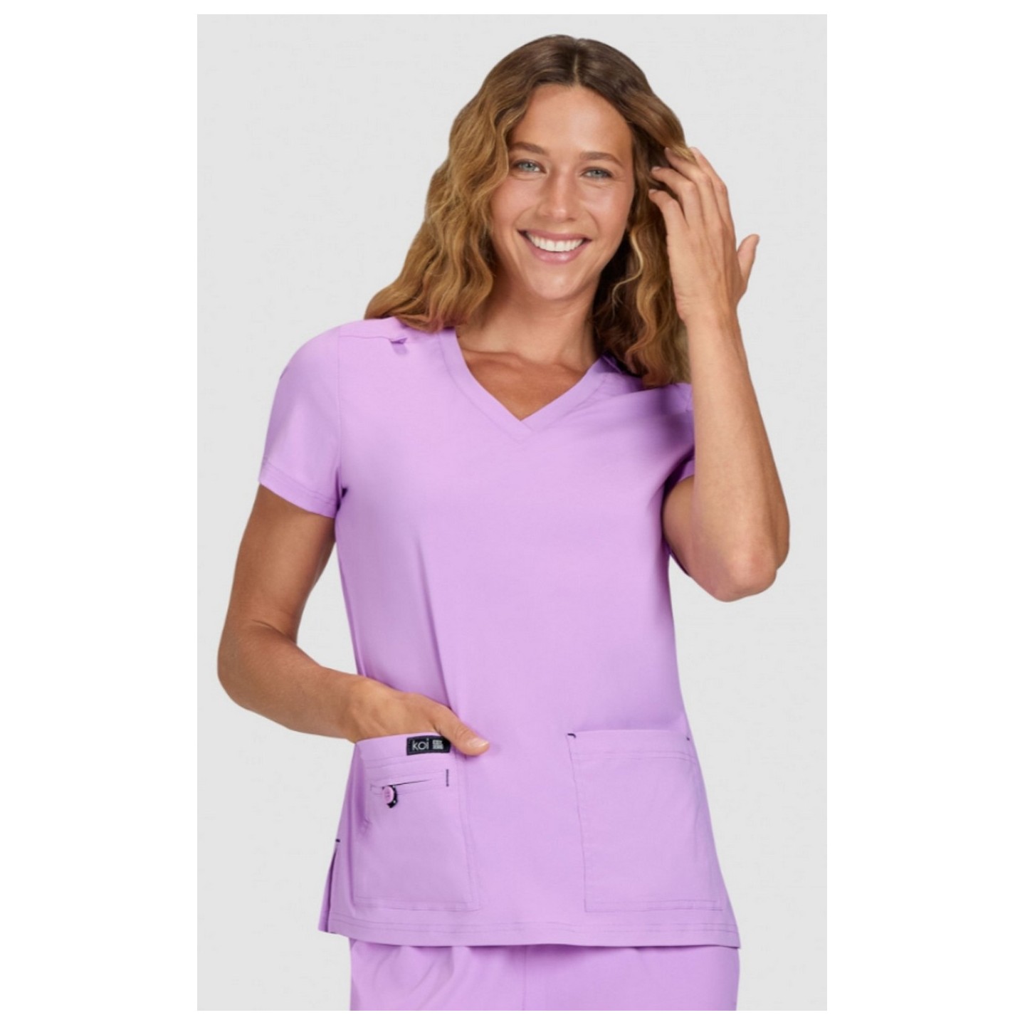 373 koi Basics Becca 4 Pocket V-Neck Top