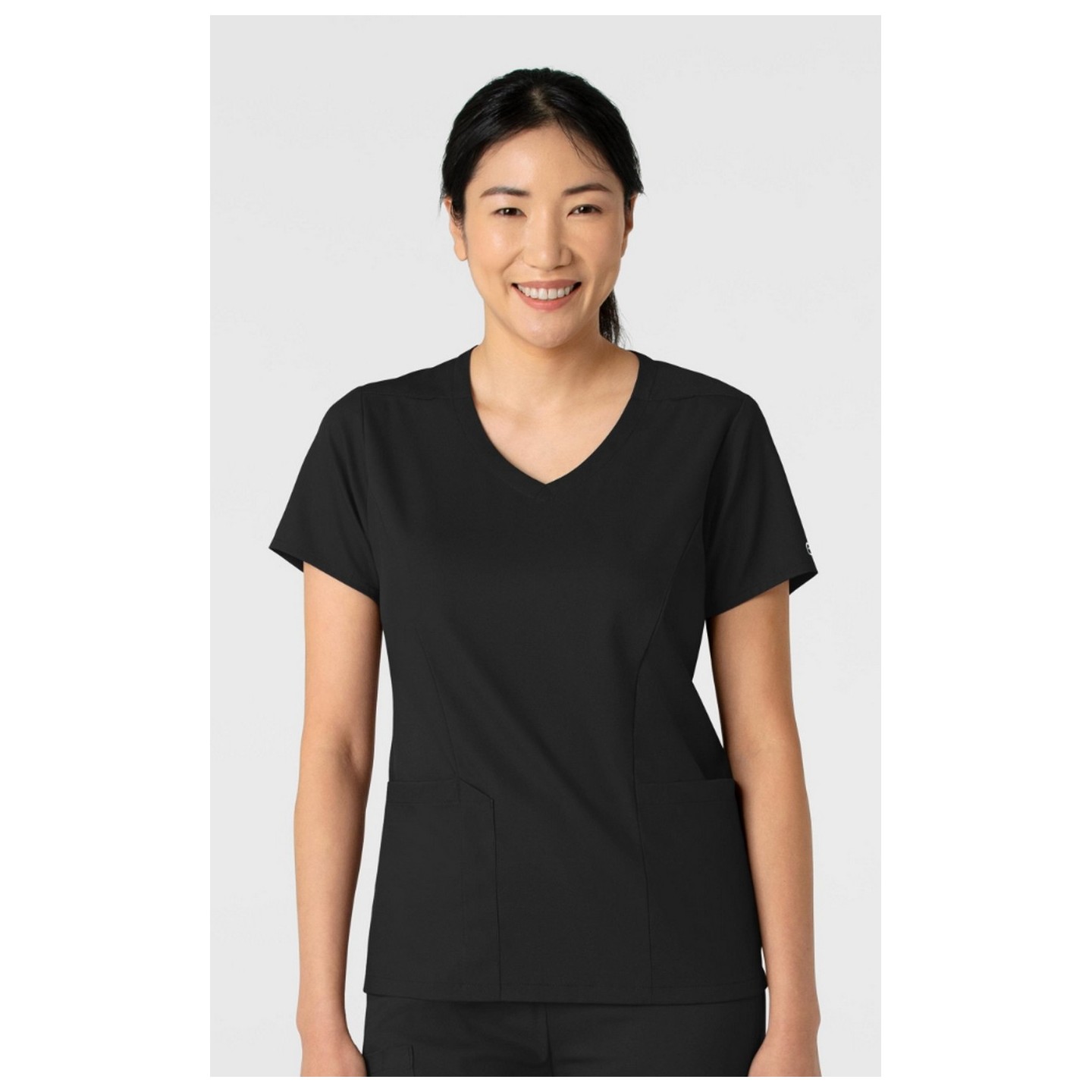 6251 Boundless Curved V-Neck Top with 3 Pockets by WINK