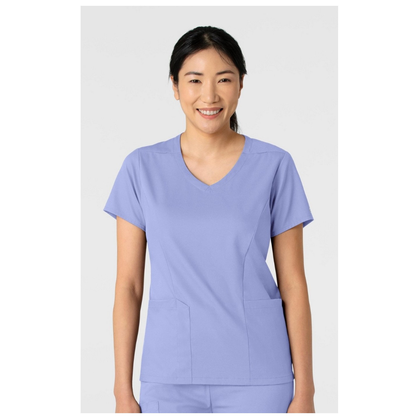 6251 Boundless Curved V-Neck Top with 3 Pockets by WINK