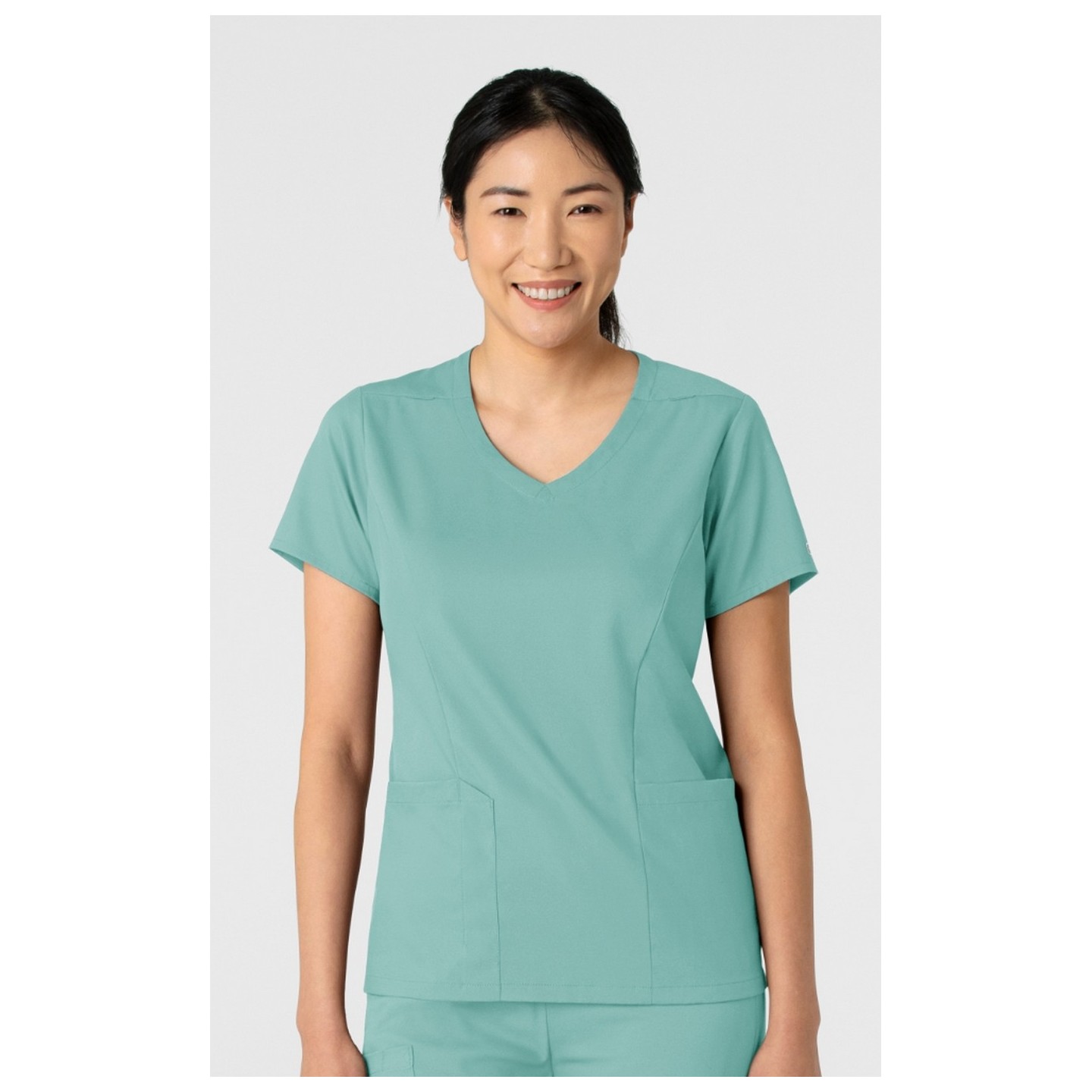 6251 Boundless Curved V-Neck Top with 3 Pockets by WINK