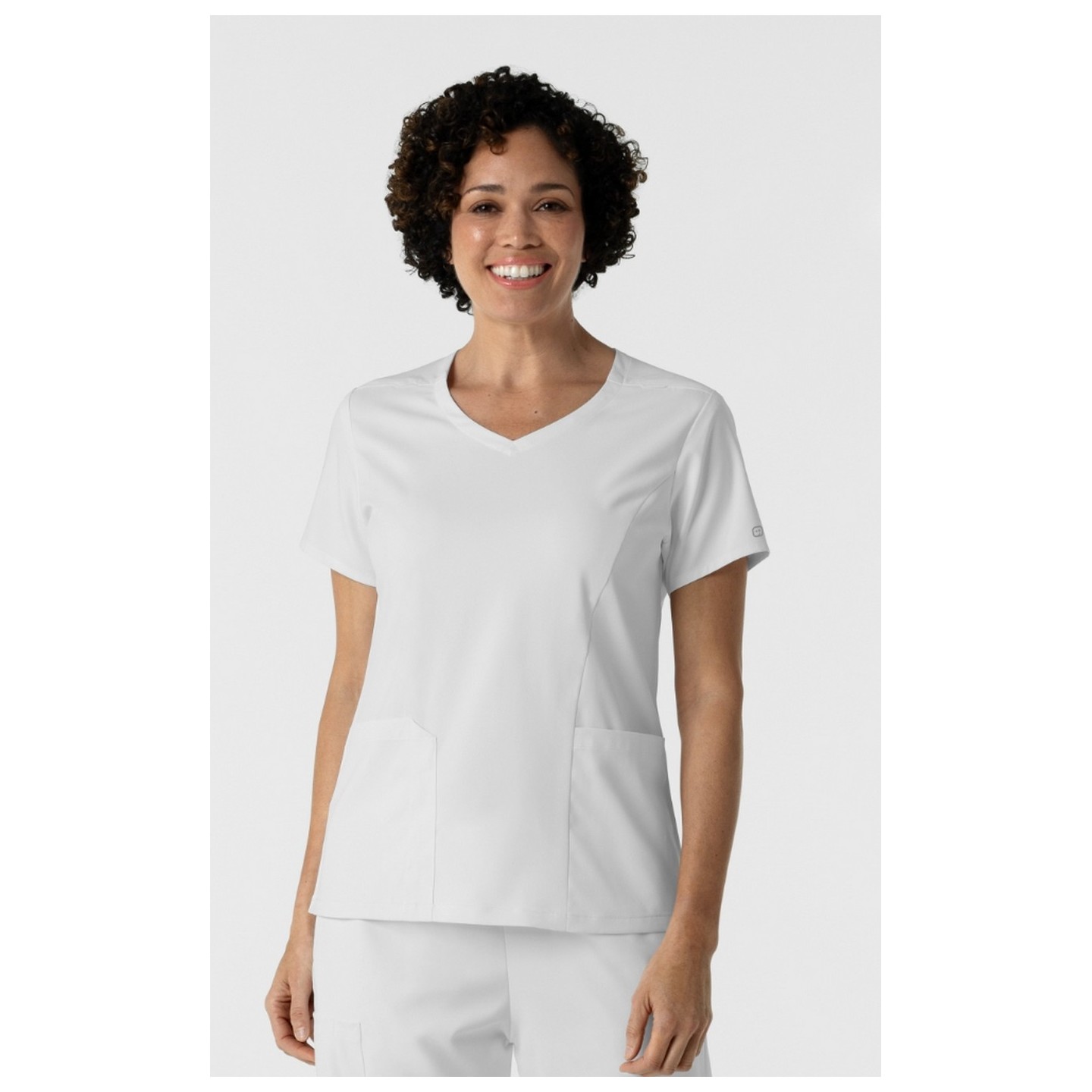 6251 Boundless Curved V-Neck Top with 3 Pockets by WINK