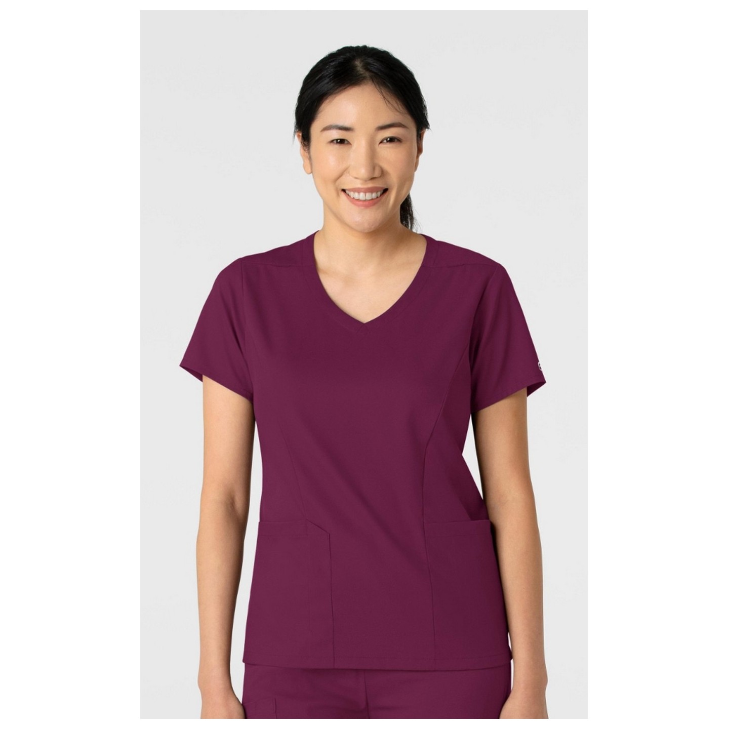 6251 Boundless Curved V-Neck Top with 3 Pockets by WINK
