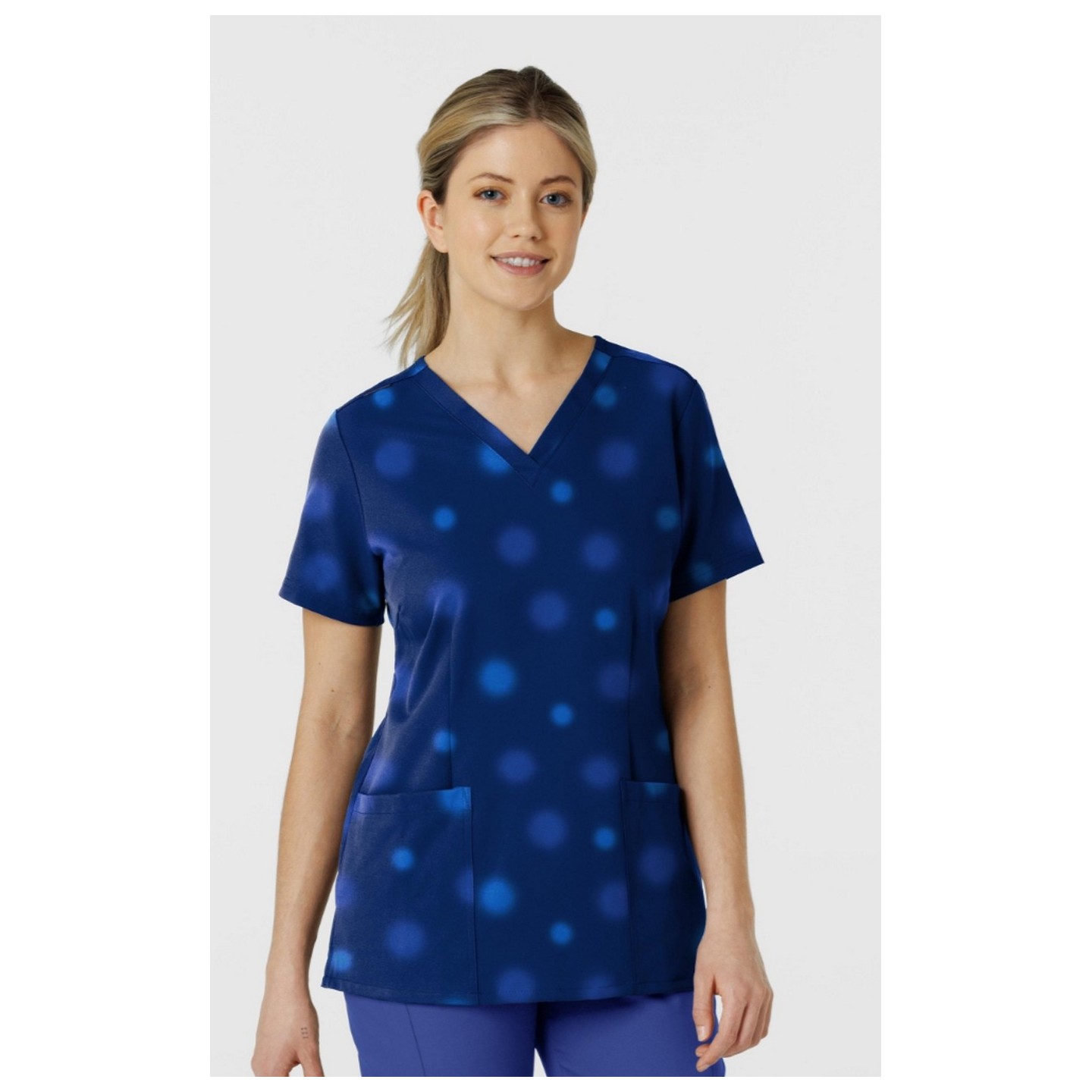 6657 WonderWink Fitted 3-Pocket V-Neck Print Top - Graffiti Blots