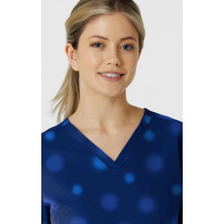 6657 WonderWink Fitted 3-Pocket V-Neck Print Top - Graffiti Blots