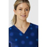 6657 WonderWink Fitted 3-Pocket V-Neck Print Top - Graffiti Blots