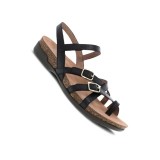 Roslyn Black Waxy Burnished Leather Sandal by Dansko