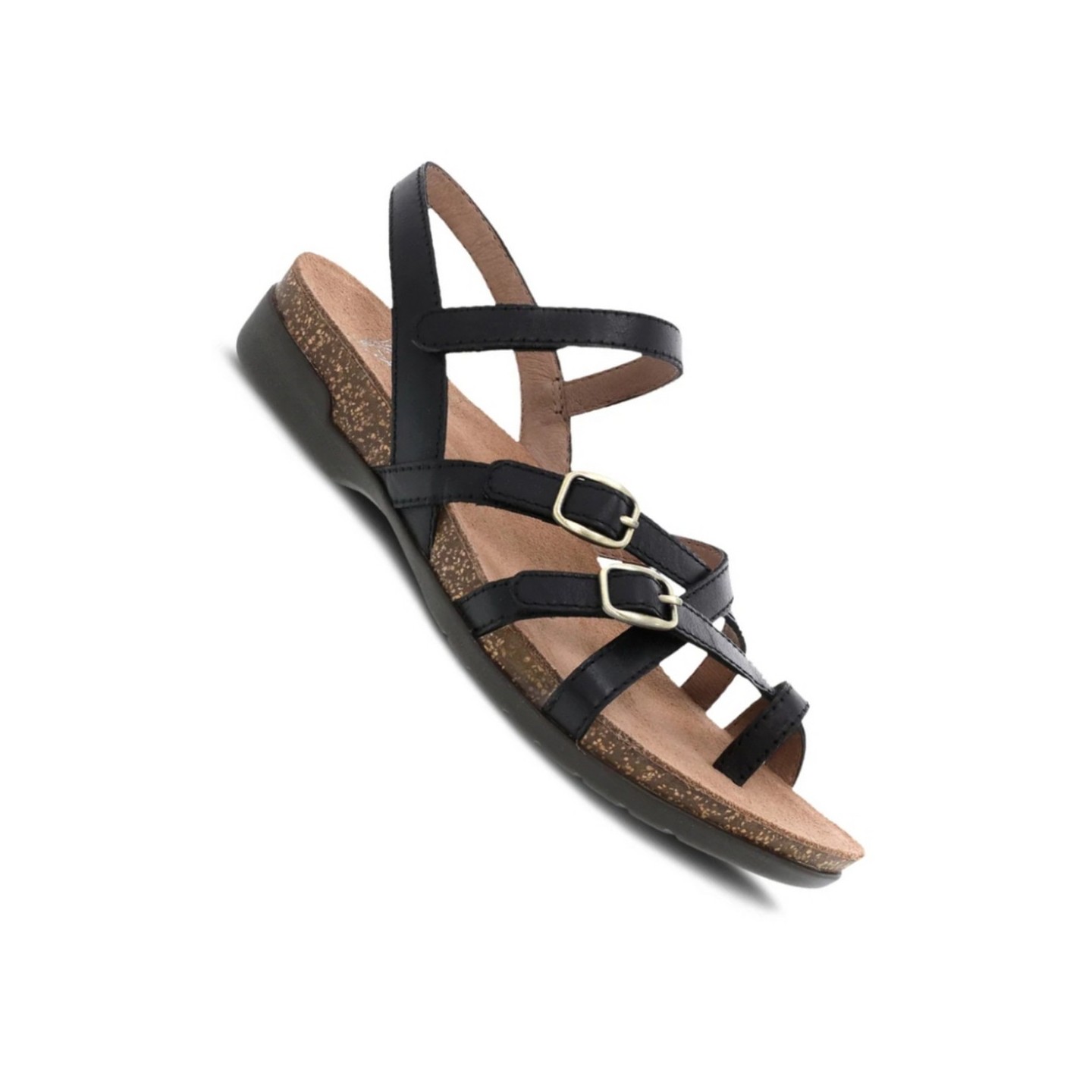 Roslyn Black Waxy Burnished Leather Sandal by Dansko