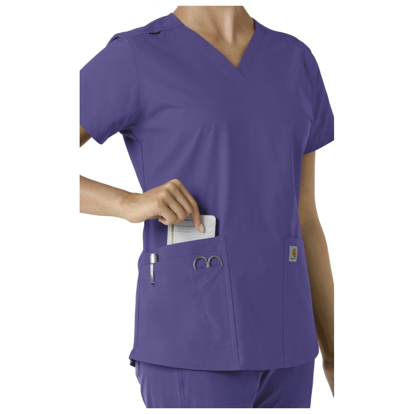 C12313 Carhartt Force Essentials V-Neck Top with Knit Side Panels