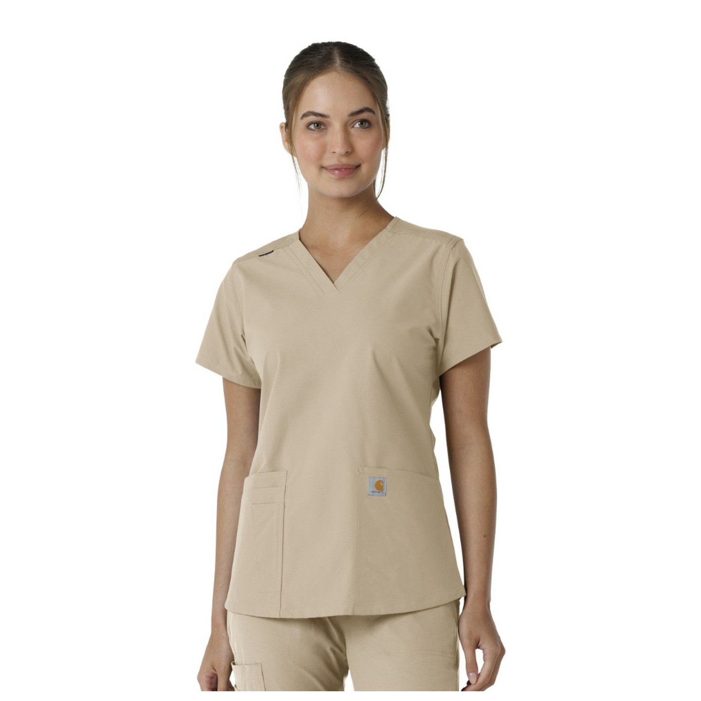 C12313 Carhartt Force Essentials V-Neck Top with Knit Side Panels
