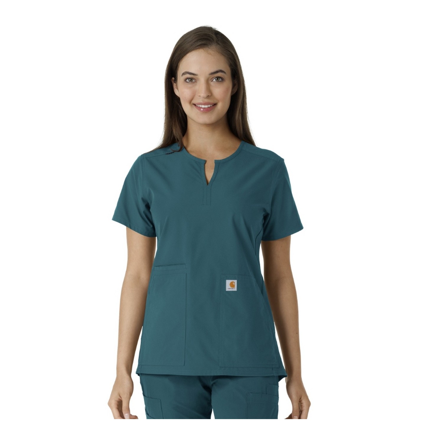 C12413 Carhartt Force Essentials Notch Neck Tunic Top with Knit Panels