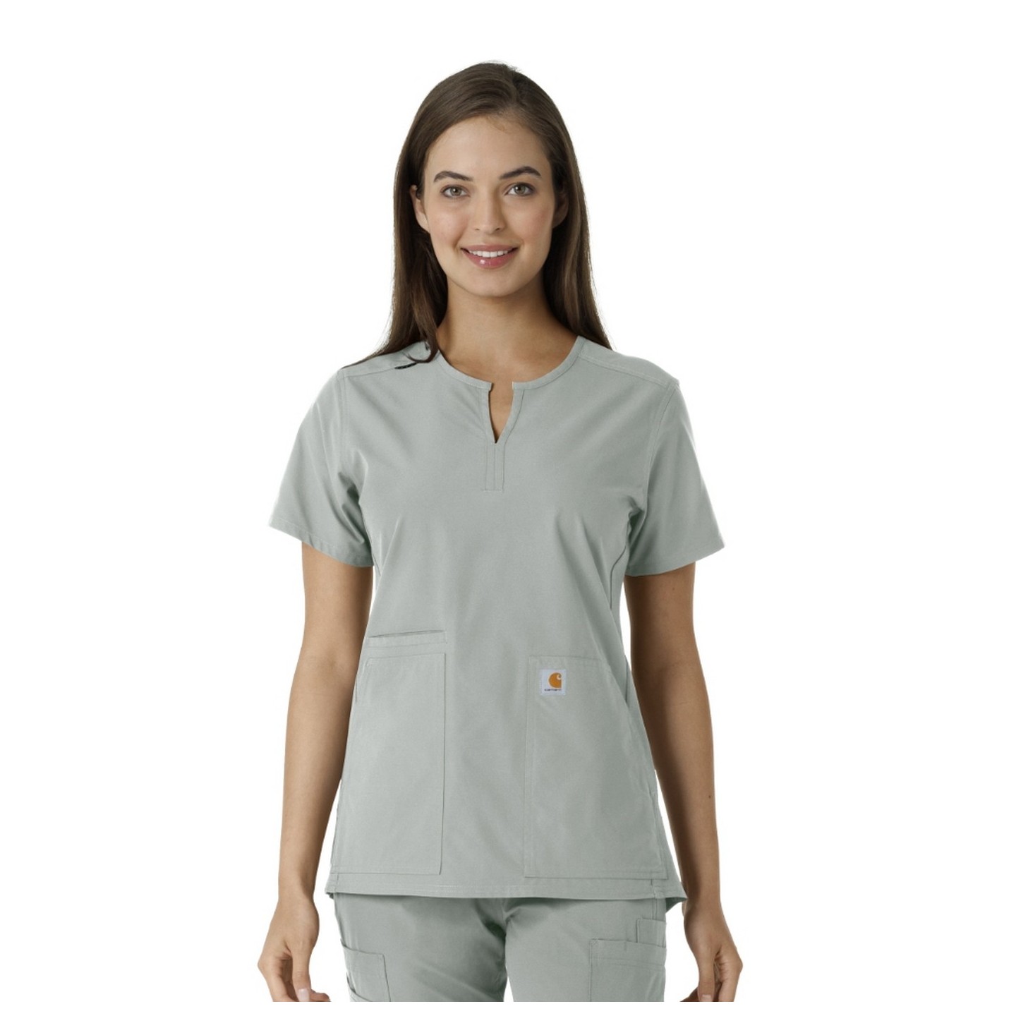 C12413 Carhartt Force Essentials Notch Neck Tunic Top with Knit Panels