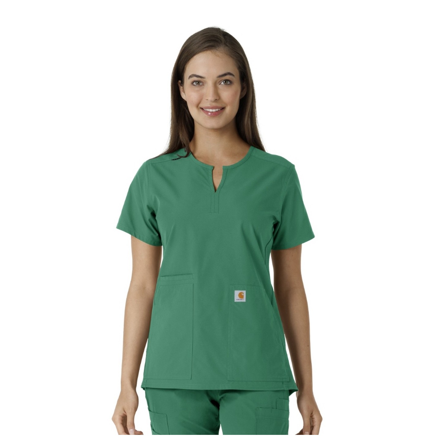 C12413 Carhartt Force Essentials Notch Neck Tunic Top with Knit Panels