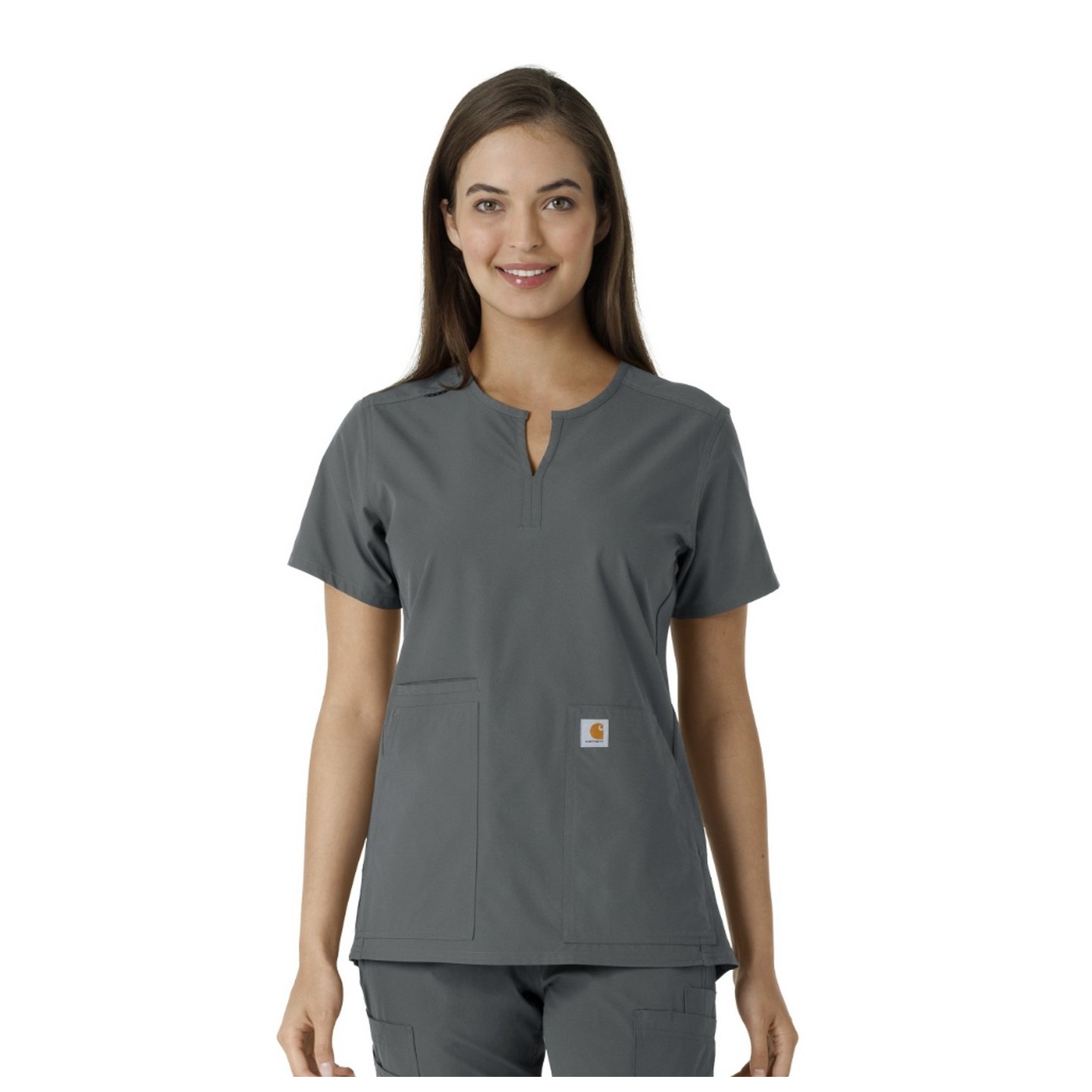 C12413 Carhartt Force Essentials Notch Neck Tunic Top with Knit Panels