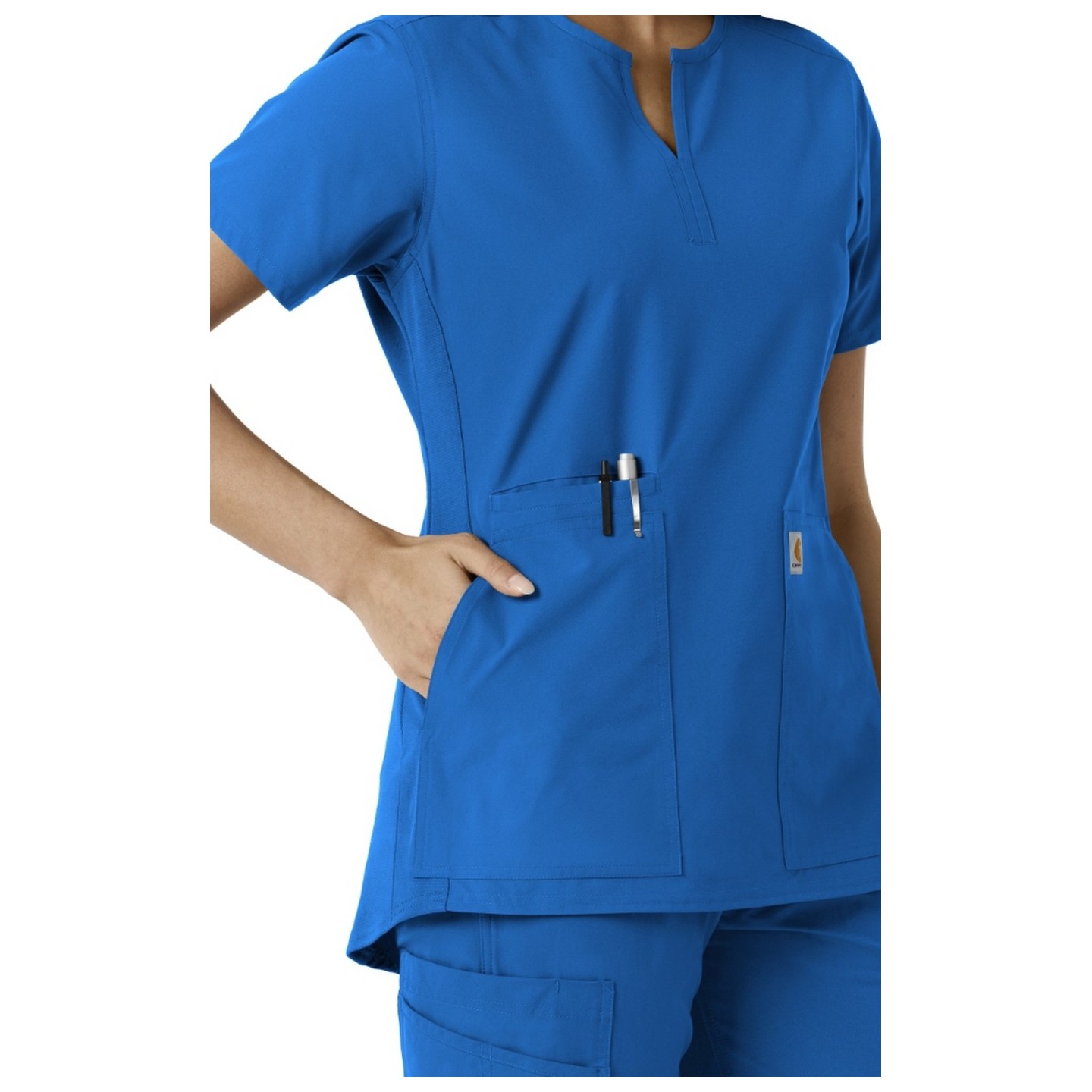 C12413 Carhartt Force Essentials Notch Neck Tunic Top with Knit Panels