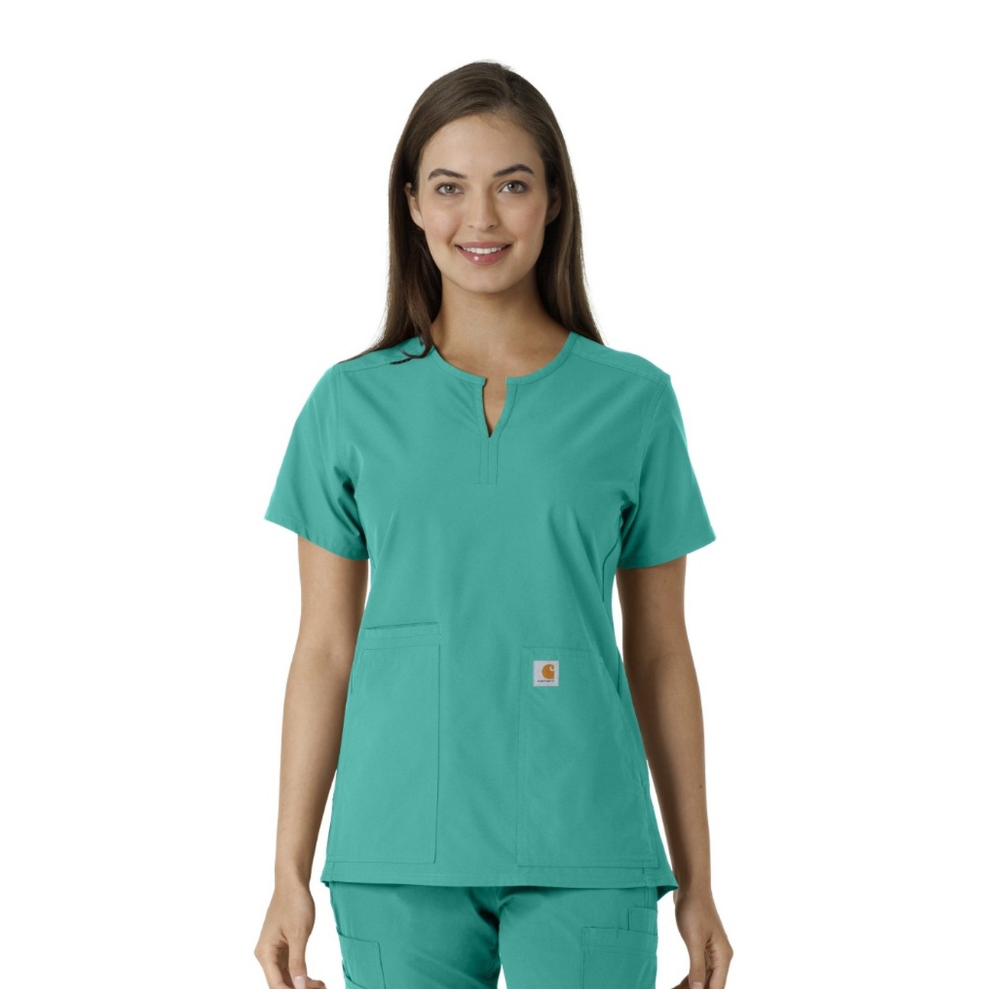 C12413 Carhartt Force Essentials Notch Neck Tunic Top with Knit Panels