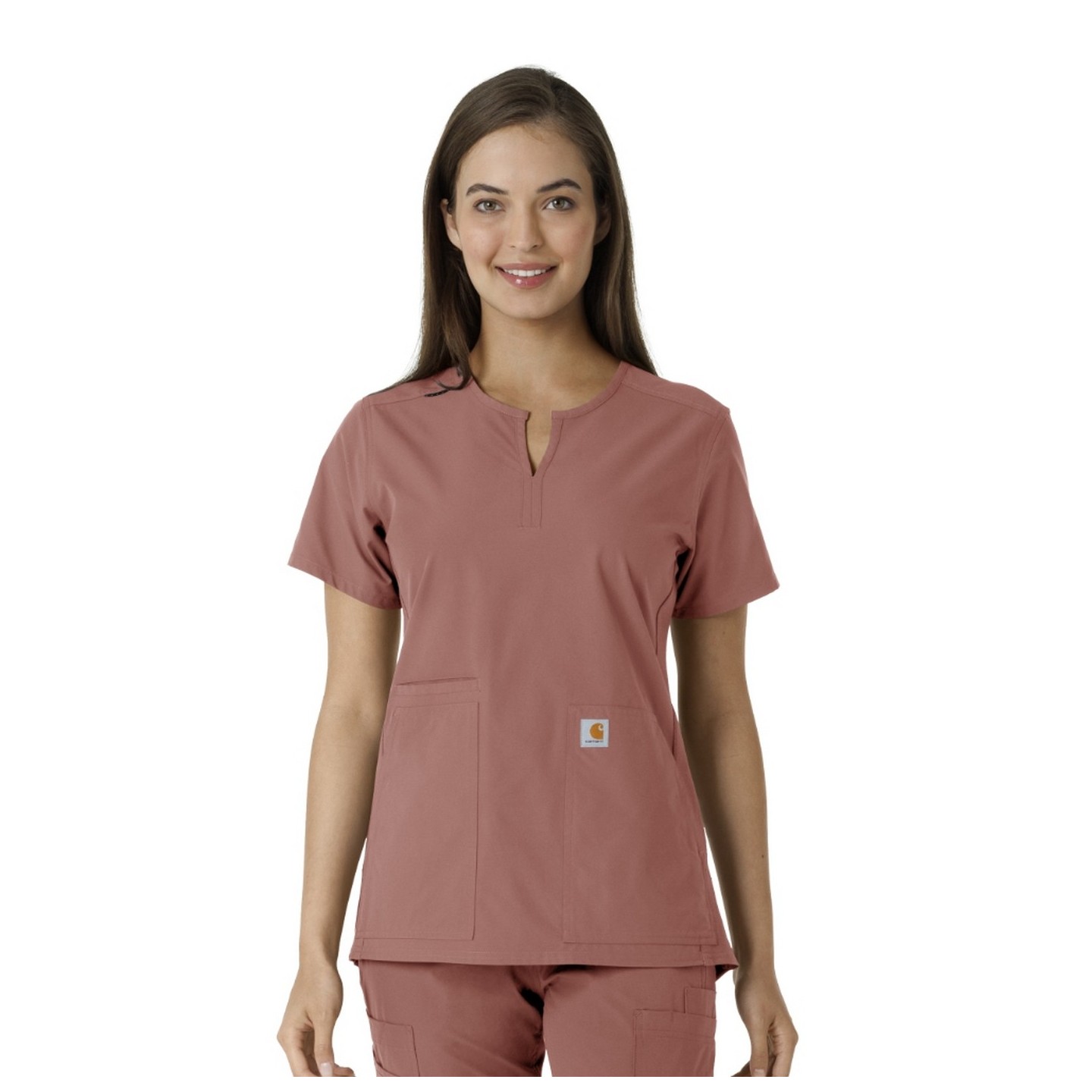 C12413 Carhartt Force Essentials Notch Neck Tunic Top with Knit Panels