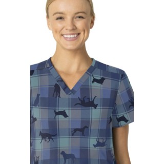 C13414 Carhartt Haut Imprimer à Col en V avec 4 Poches - Faithful Friends Navy