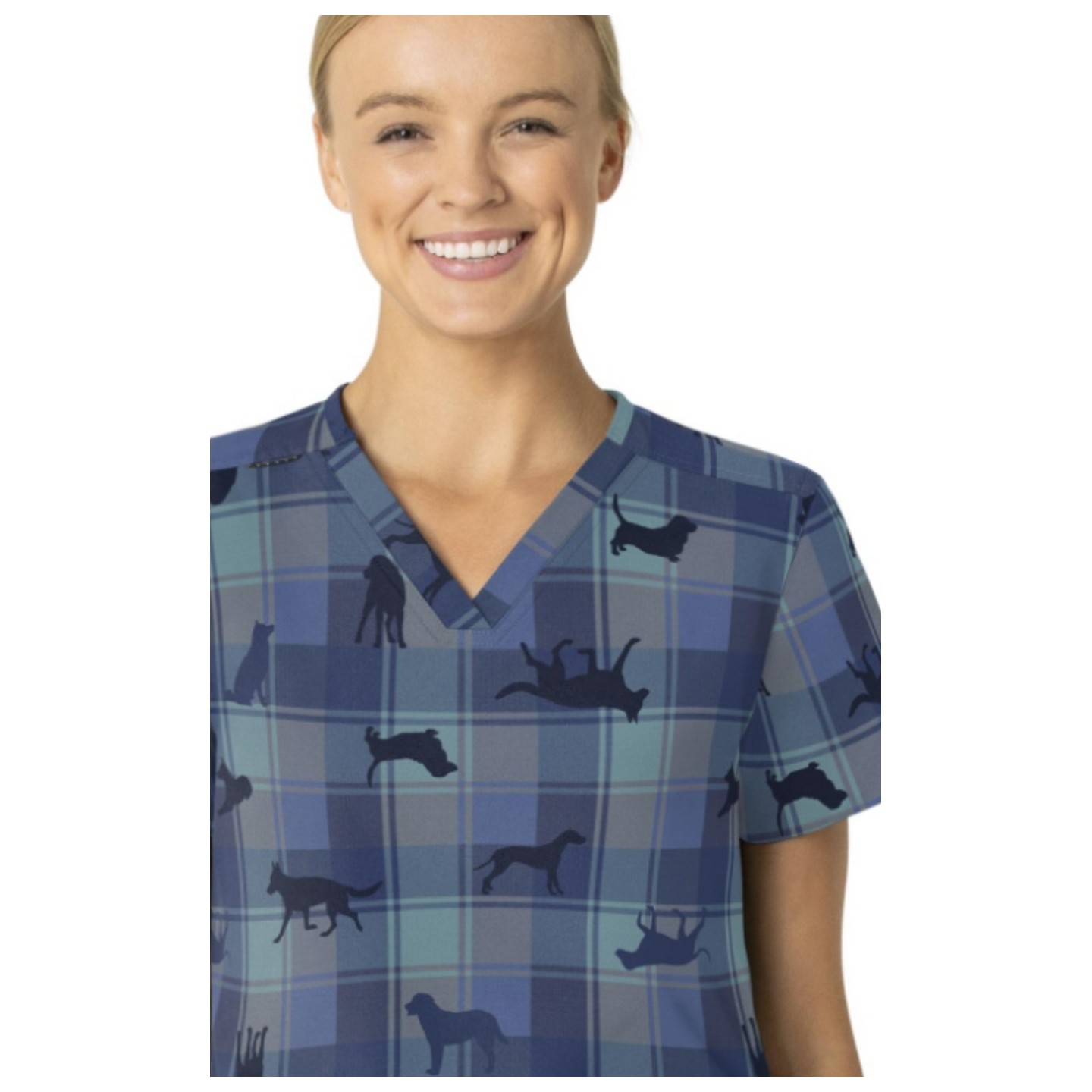 C13414 Carhartt 4 Pocket V-Neck Print Top - Faithful Friends Navy