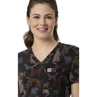 C13014 Carhartt Force Cross-Flex Haut à Coupe Moderne Imprimé pour Femmes à Border - Heartwarming Hounds