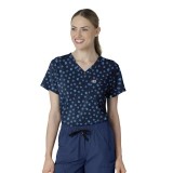 C13014 Carhartt Force Cross-Flex Haut à Coupe Moderne Imprimé pour Femmes à Border - Lively Logo Dots Navy