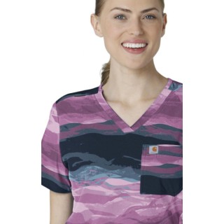 C13014 Carhartt Force Cross-Flex Print Tuck-In Top - Peaceful Pastures Thistle