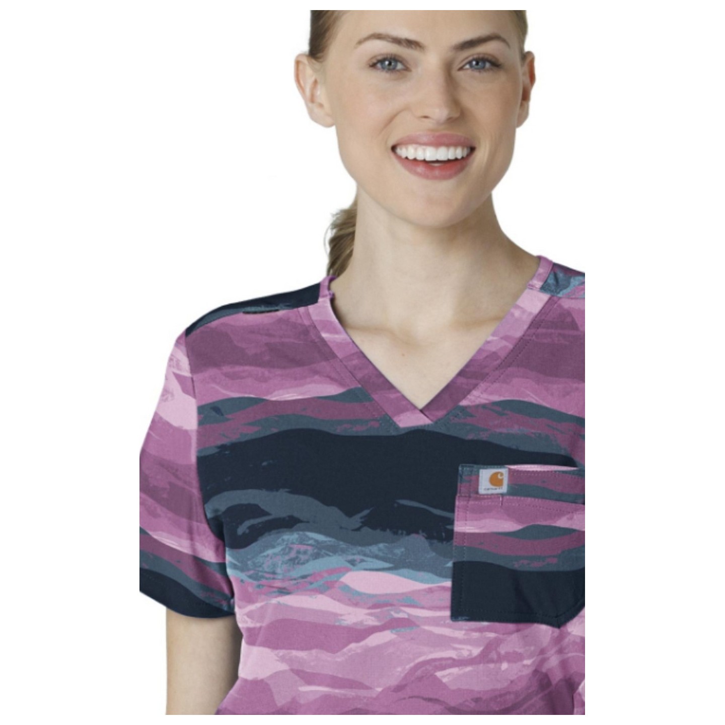 C13014 Carhartt Force Cross-Flex Print Tuck-In Top - Peaceful Pastures Thistle