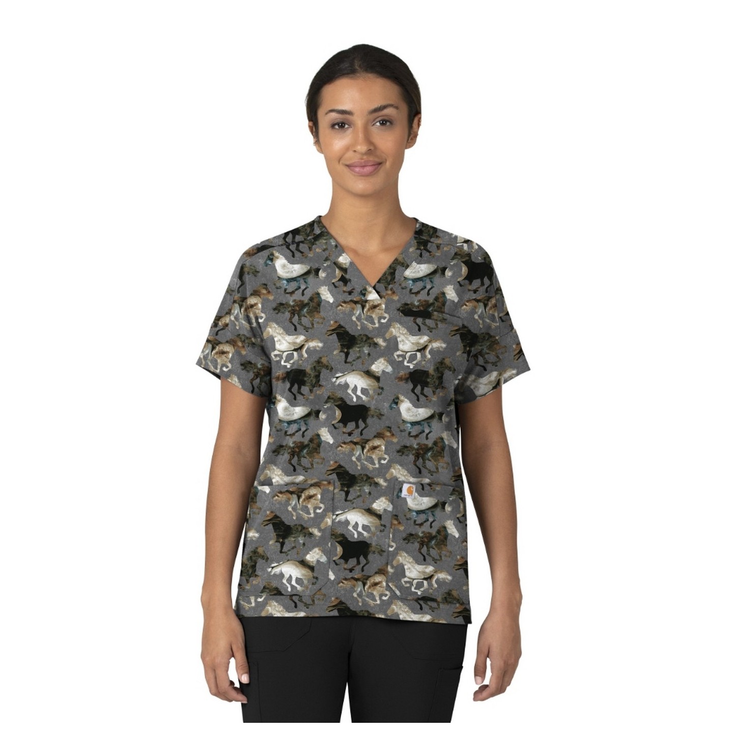 C13314 Carhartt Force Cross-Flex Oversize V-Neck Print Top - Filly Trot Pewter