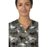 C13314 Carhartt Force Cross-Flex Haut Imprimer Surdimensionné à Col en V pour Femmes - Filly Trot Pewter