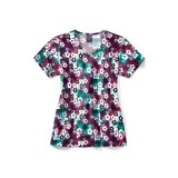 Z12213 Zoe + Chloe Haut Imprimés a Col en V Incurvé - Skater Check Wine