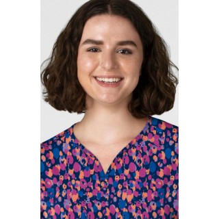 6267 WINK Dolman Y-Neck Print Scrub Top - Painted Dots Navy