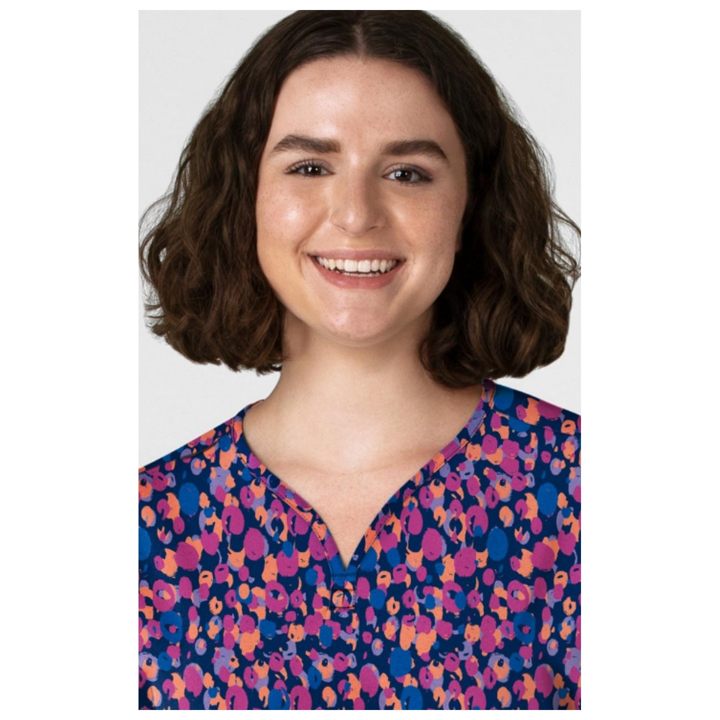 6267 WINK Haut Imprimé à Manches Dolman avec Col en Y - Painted Dots Navy