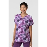 6267 WINK Dolman Y-Neck Print Scrub Top - Grace Bouquet
