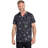 CK691 Unisex 4 Pocket Print Top by Cherokee - Night Webs