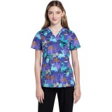 CK651 Modern Classic V-Neck Print top by Cherokee - Alpacalypse