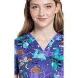 CK651 Modern Classic V-Neck Print top by Cherokee - Alpacalypse