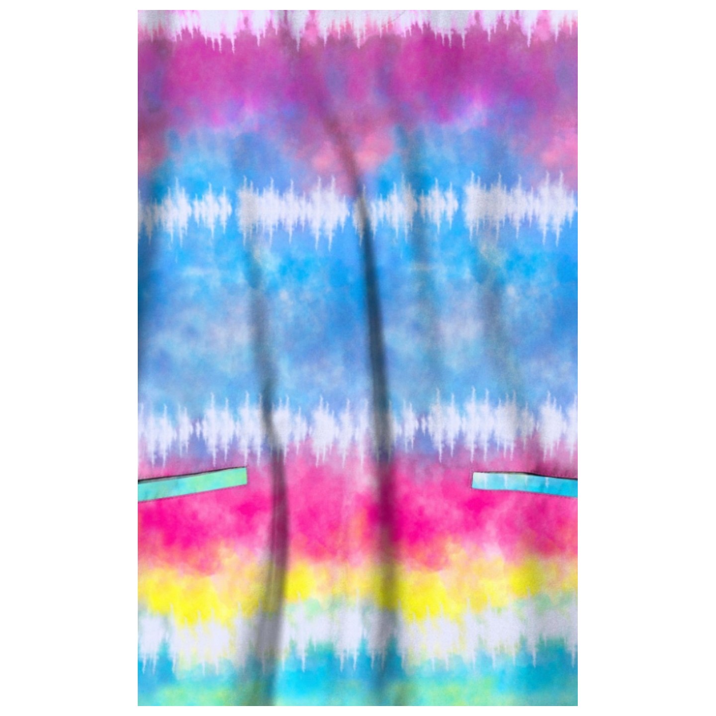 Z18213 Zoe + Chloe Curved V-Neck Print Scrub Top - Chasing Rainbows