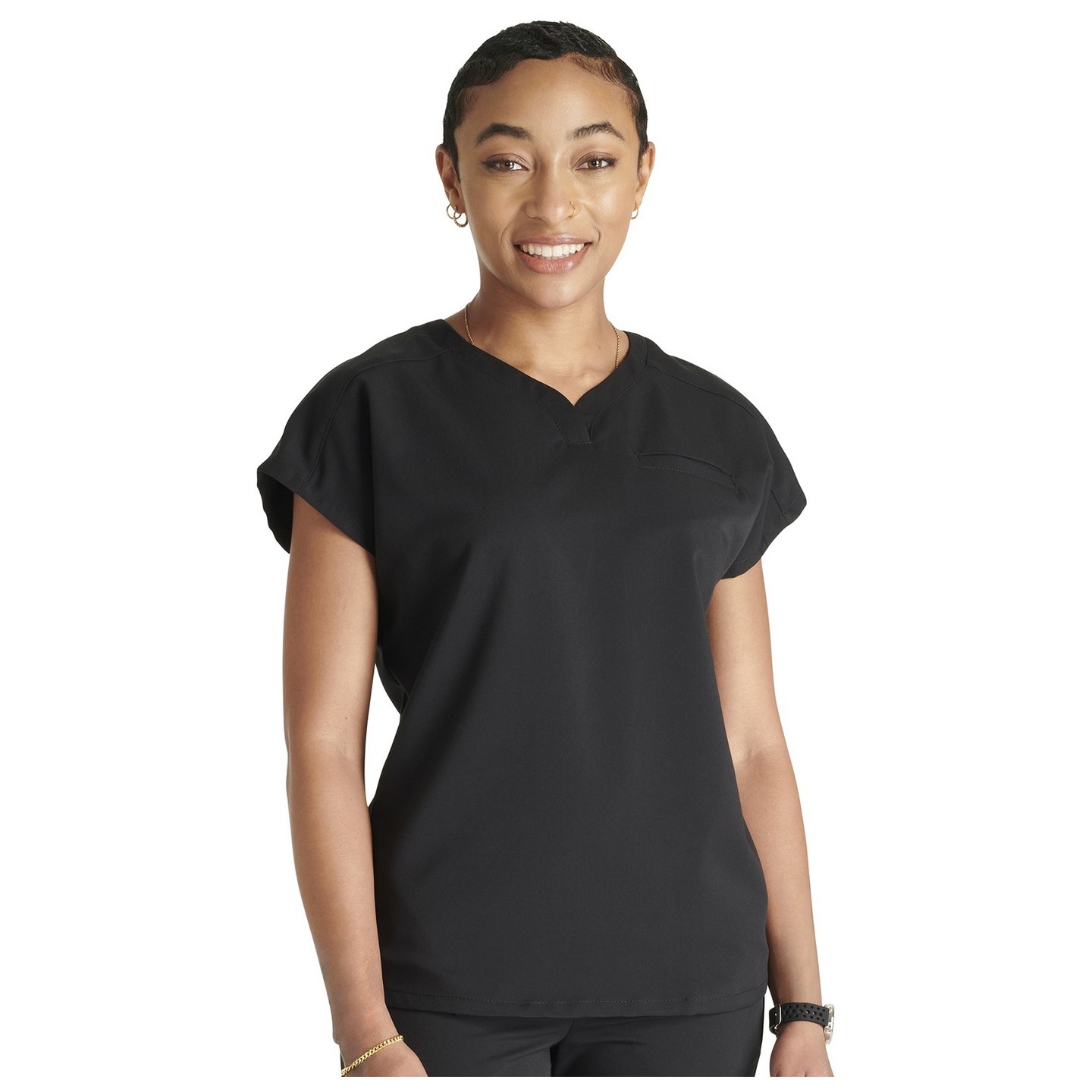 CK836A Atmos Contemporary V-Neck Dolman Sleeve Top with 3 Pockets by Cherokee