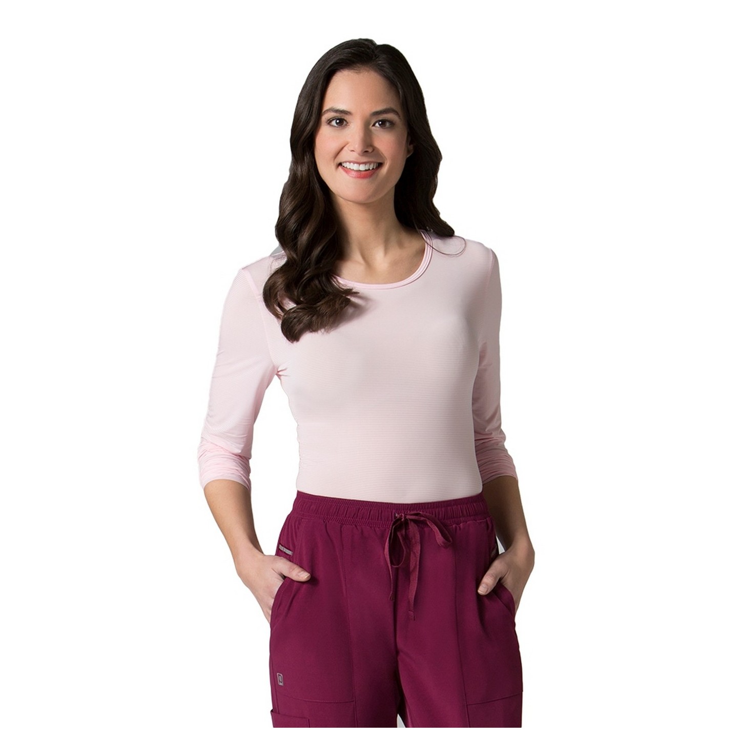 6809 - T-shirt rayé à manches longues et à manches longues en tricot antimicrobien pour femme