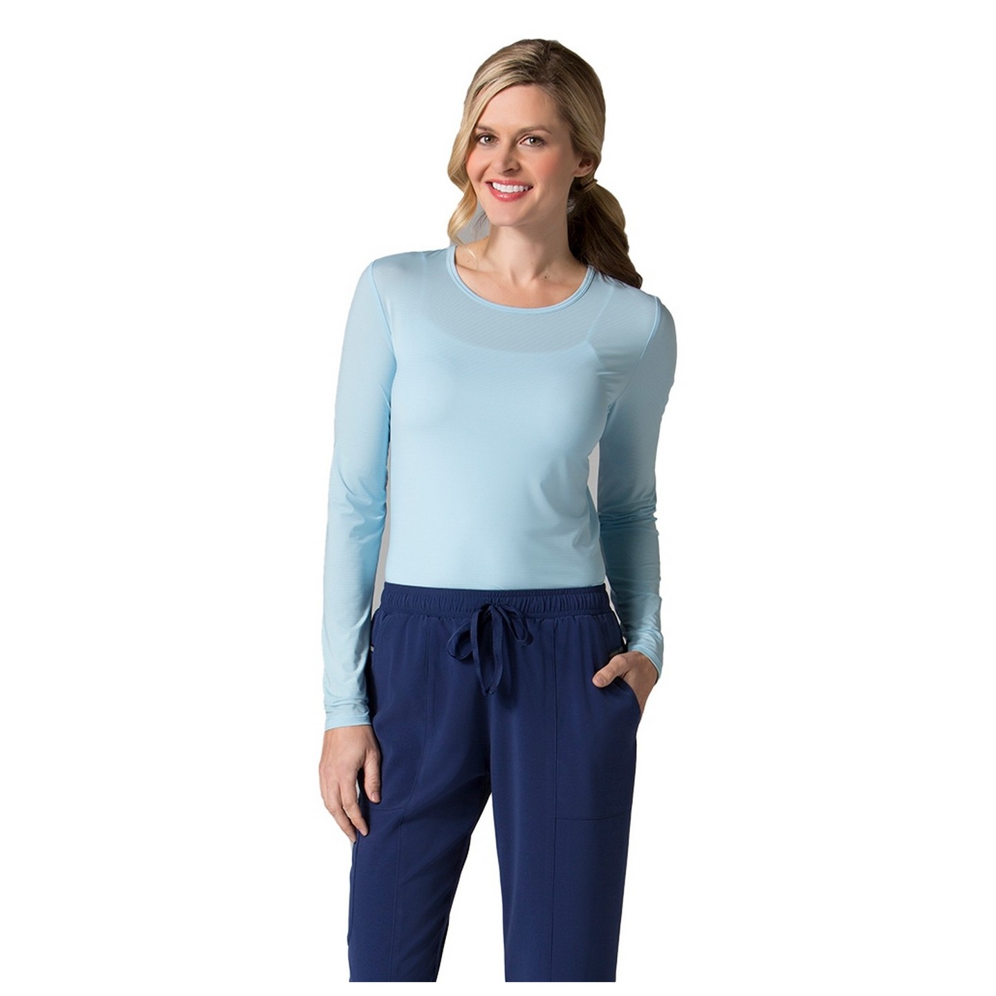 6809 - T-shirt rayé à manches longues et à manches longues en tricot antimicrobien pour femme