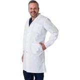 4533 Greentown Classix – Manteau de laboratoire unisexe long avec fermoir en *Snap* en avant- Poignets tricotés