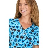 1122PRA koi Artist Series Limited Edition Rosalie Top - Blue Flower Cat