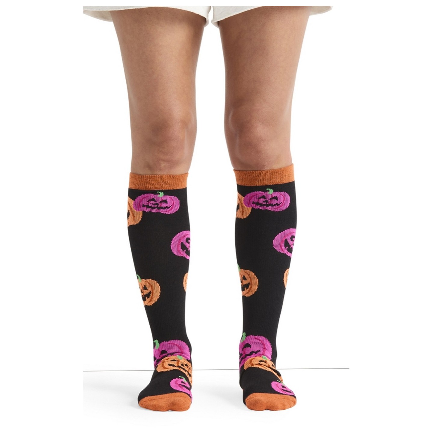 Print Support Happy Pumpkins Women's Graduated Medium Support Compression Socks by Cherokee