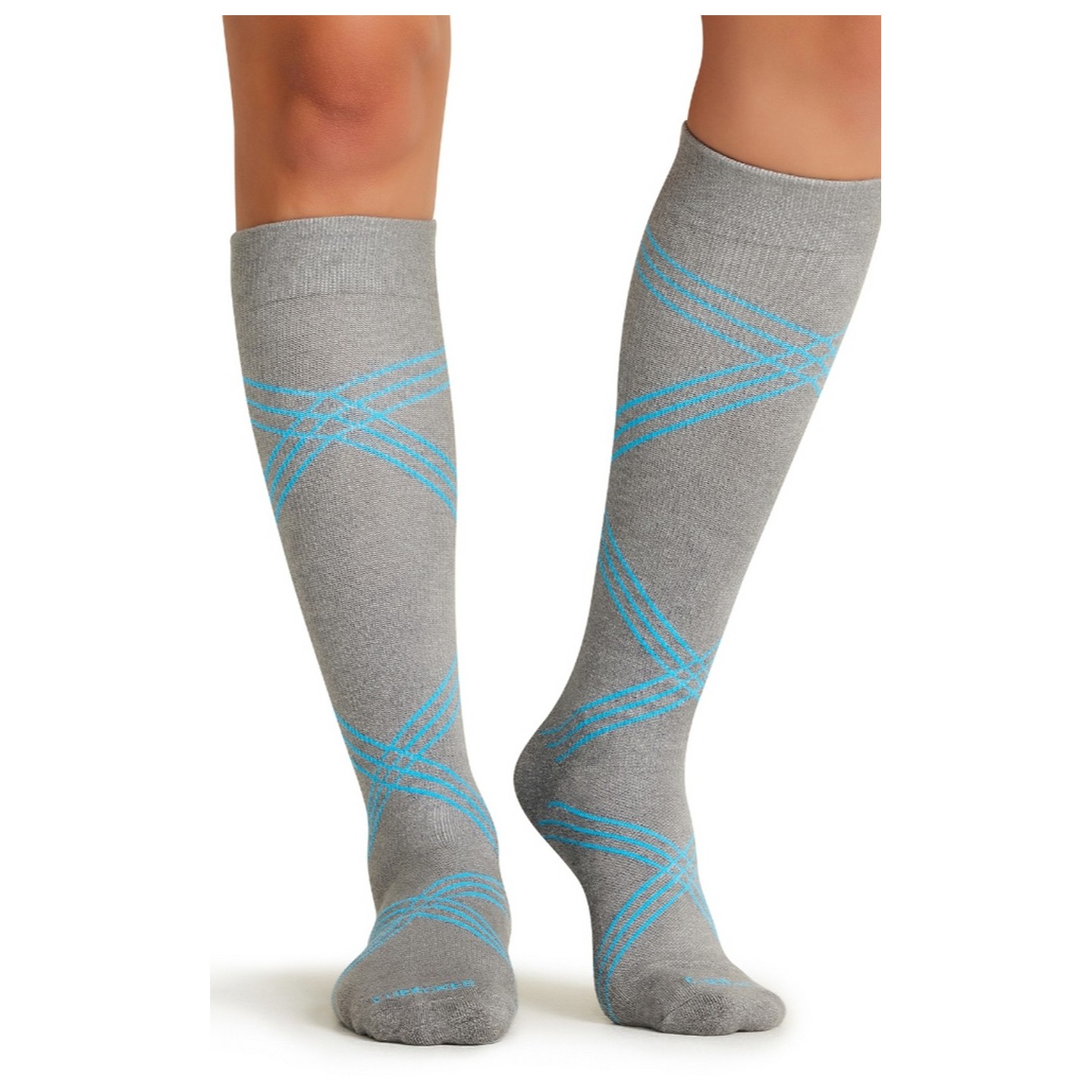LX Support Twisted Turquoise Chaussettes Unisexe Moyenne Compression Hauteur des Genoux avec Arch Support par Cherokee