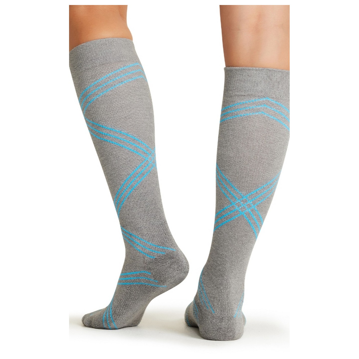 LX Support Twisted Turquoise Chaussettes Unisexe Moyenne Compression Hauteur des Genoux avec Arch Support par Cherokee